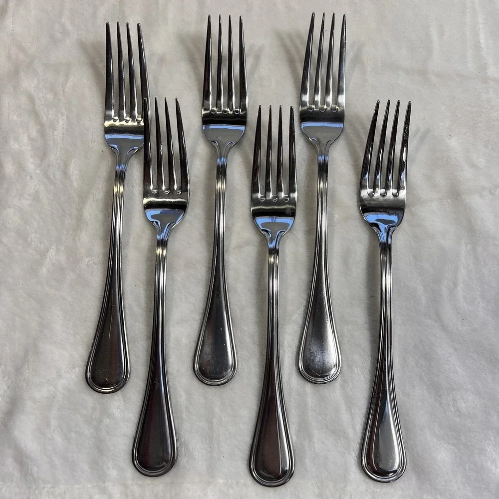 Oneida Tress Hollis 6 Stainless Dinner Forks - Flatware Glossy Replacement *see